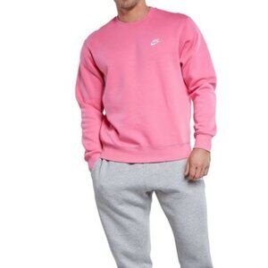 Nike Sportswear Club Fleece Crewneck Sweatshirt in Pink Athletic Workout Men's M